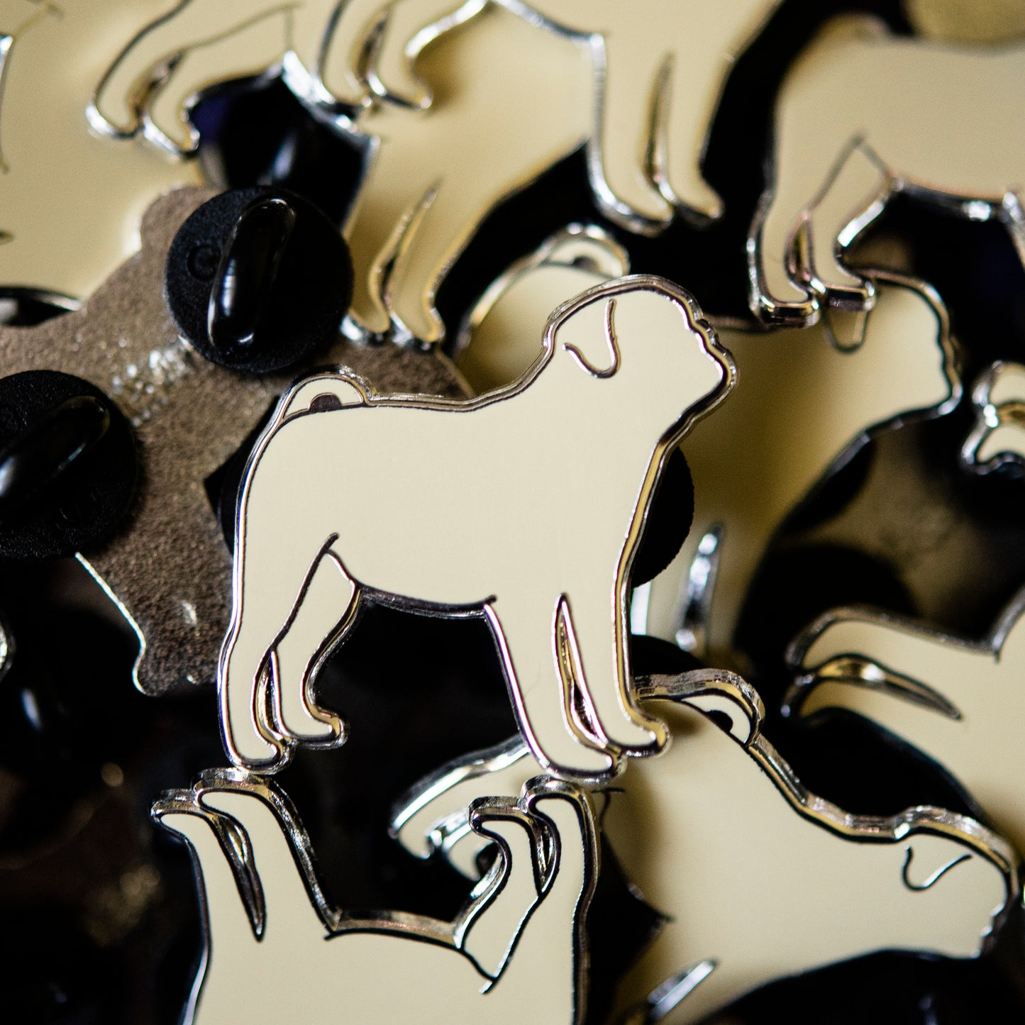 Fawn Pug Silhouette Enamel Pin
