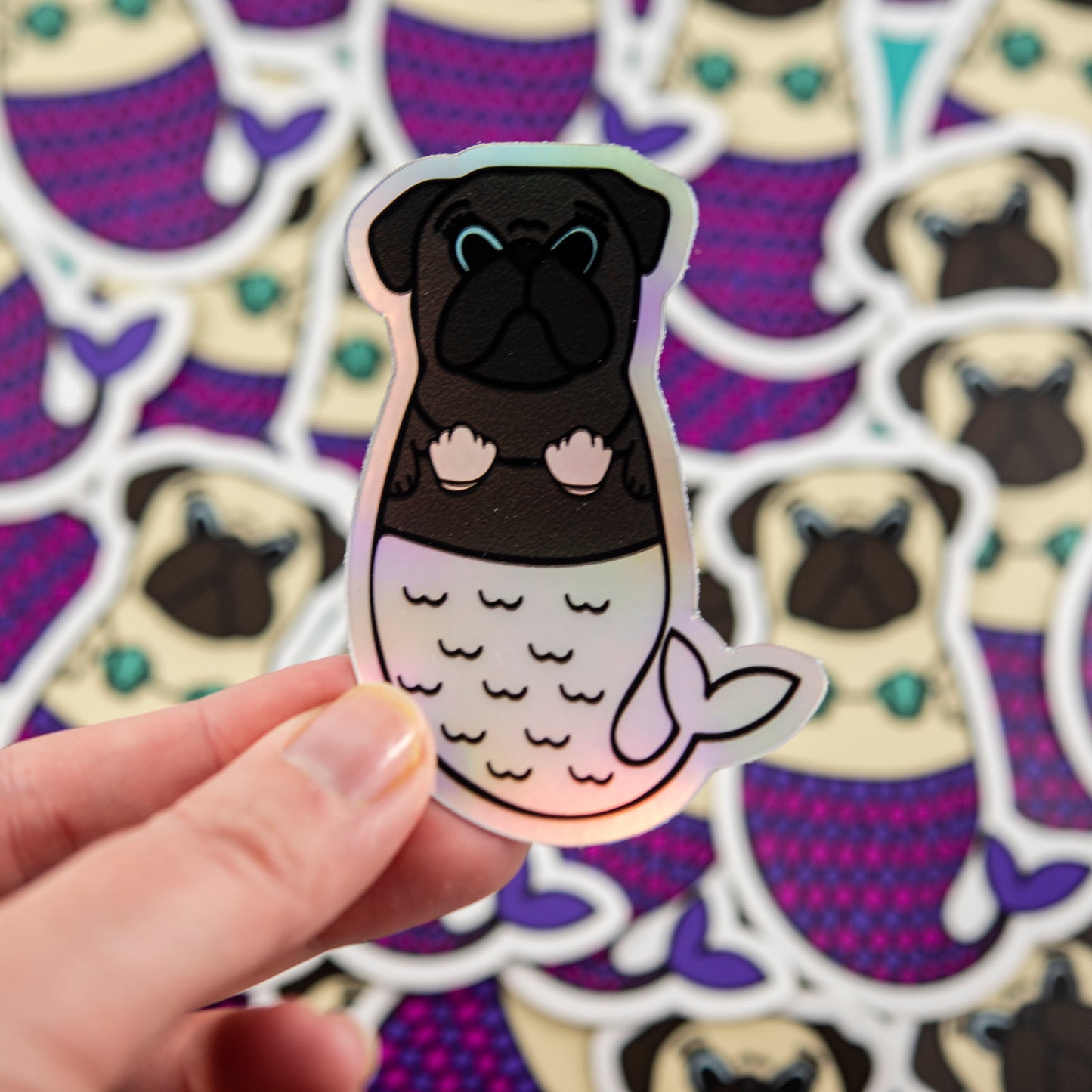 Holo Merpug 3" Sticker