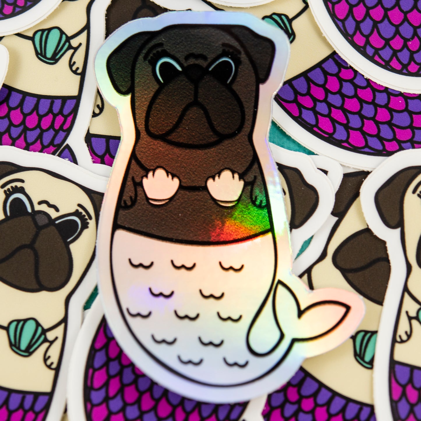 Holo Merpug 3" Sticker