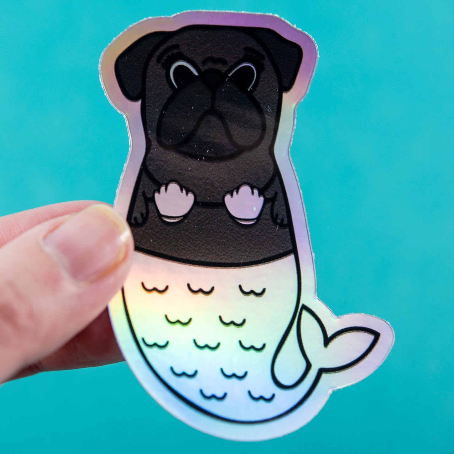 Holo Merpug 3" Sticker