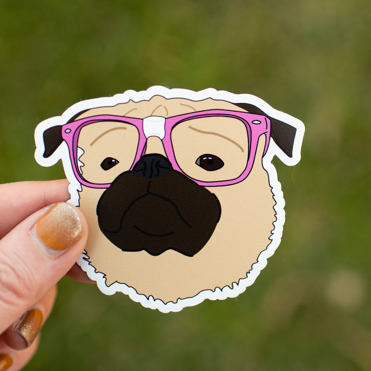 Nerdy Fawn Pug Magnet
