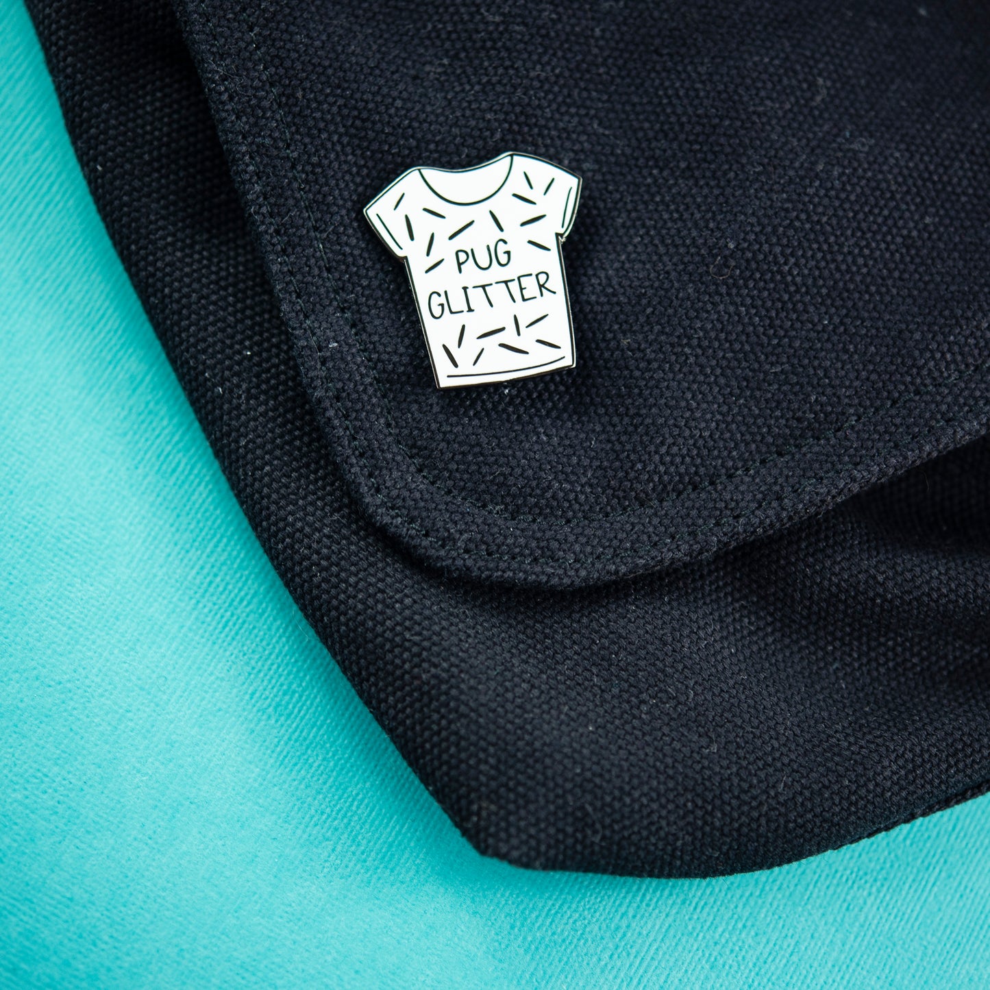 Black Pug Glitter Enamel Pin