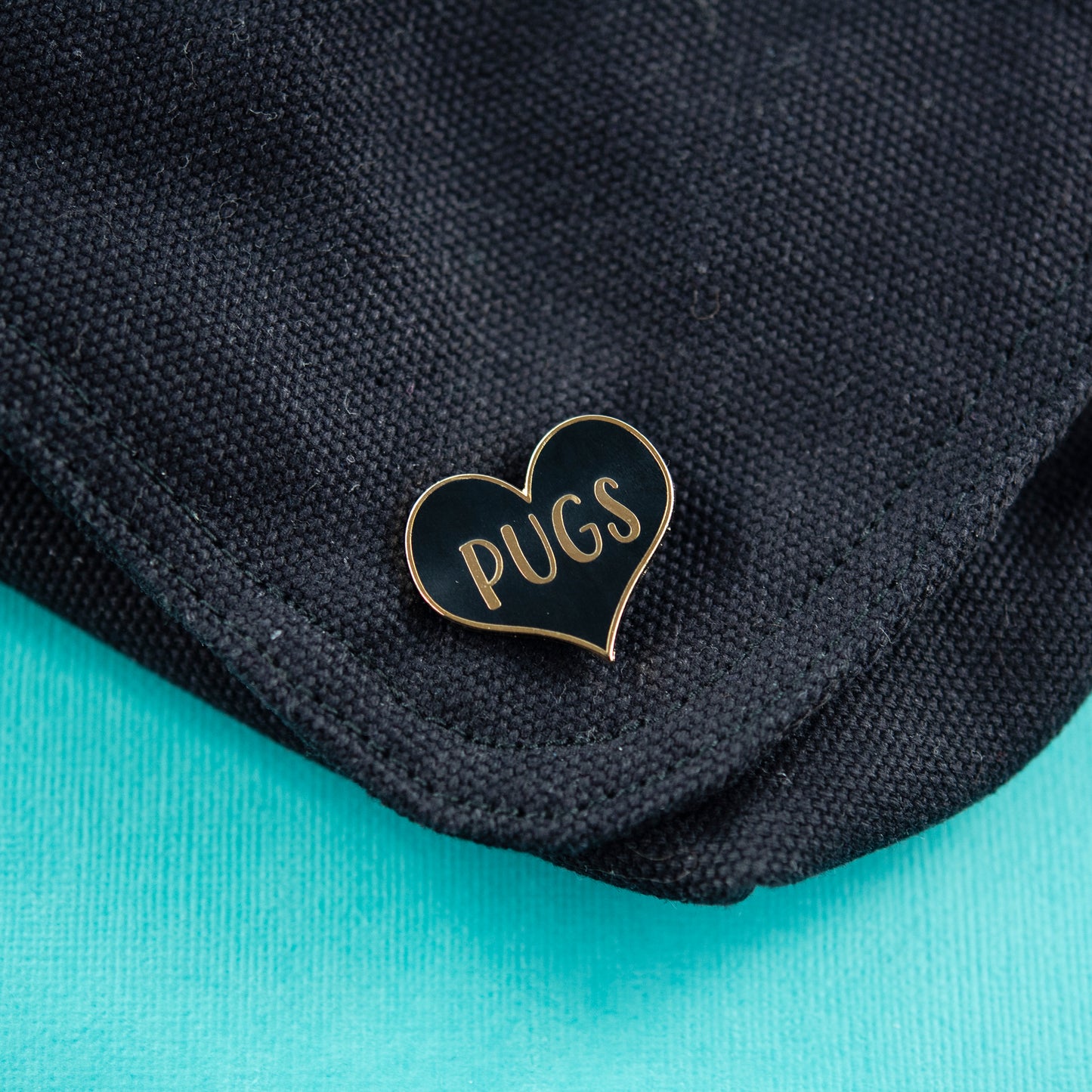 Pug Heart Black Enamel Pin