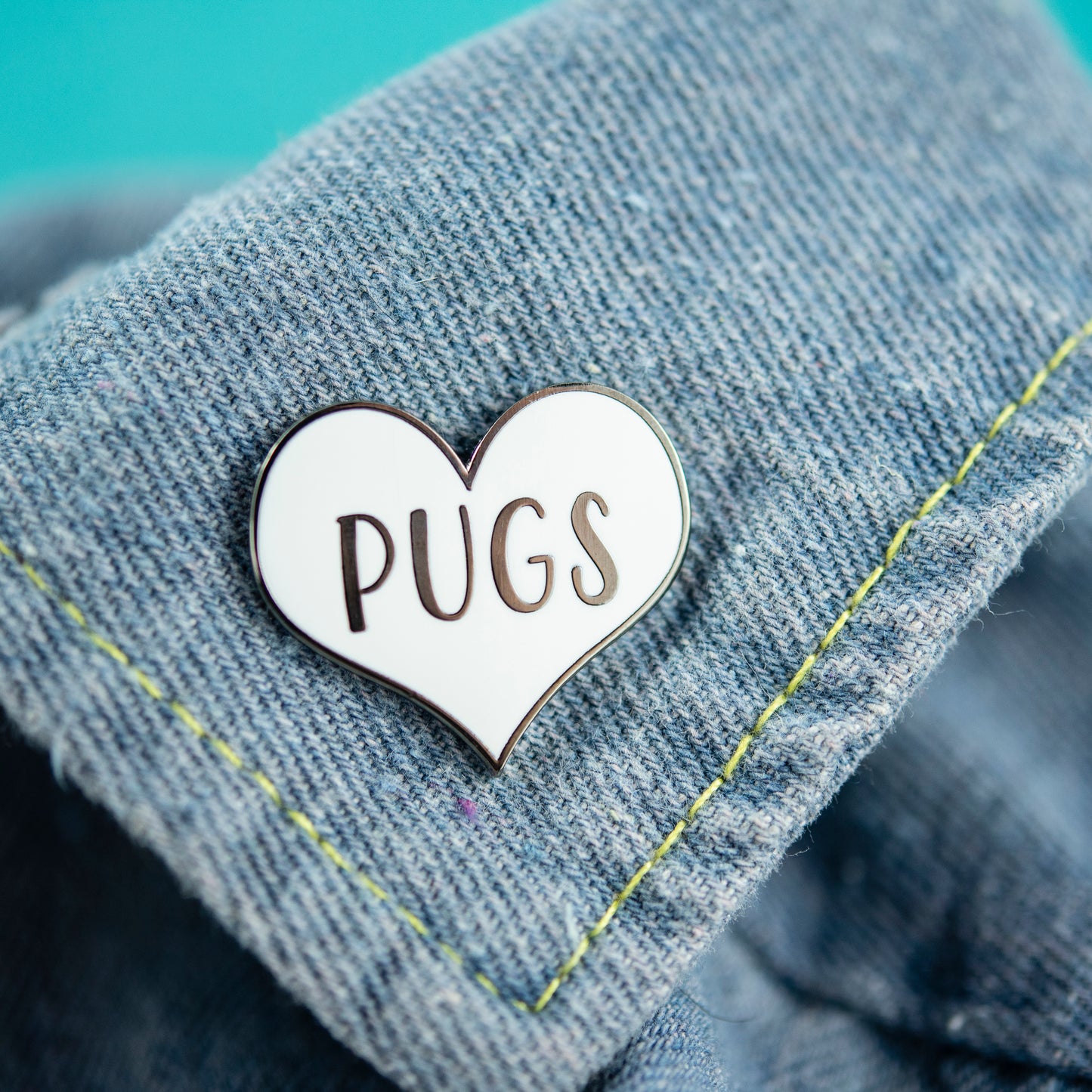 Pug Heart White Enamel Pin