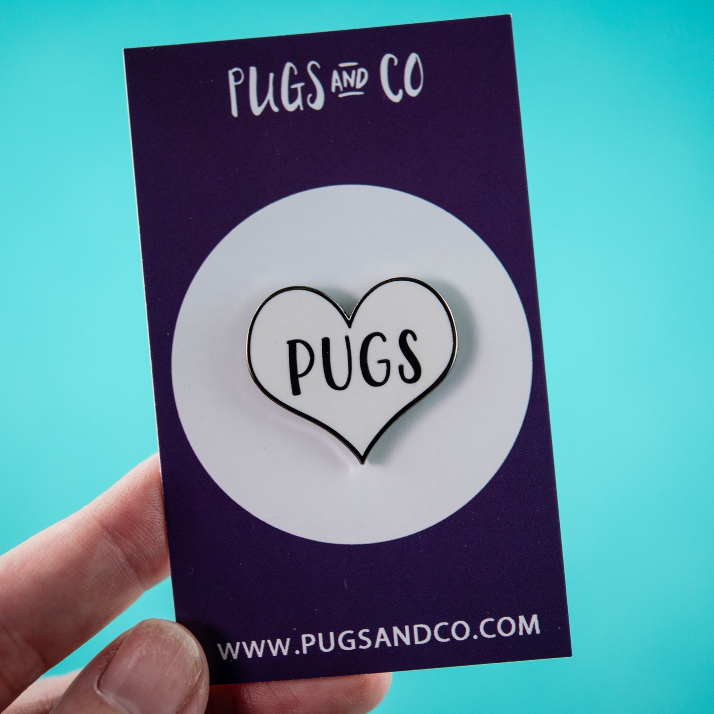 Pug Heart White Enamel Pin