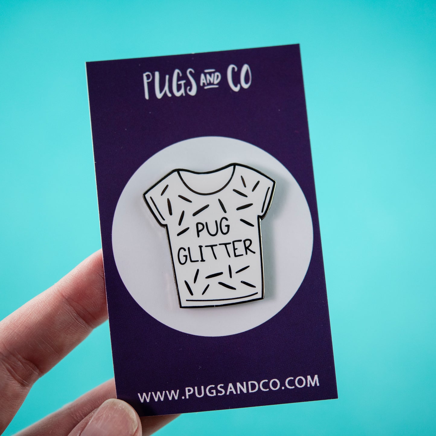 Black Pug Glitter Enamel Pin