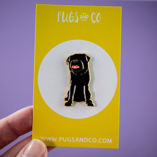 Faceless Black Pug Enamel Pin