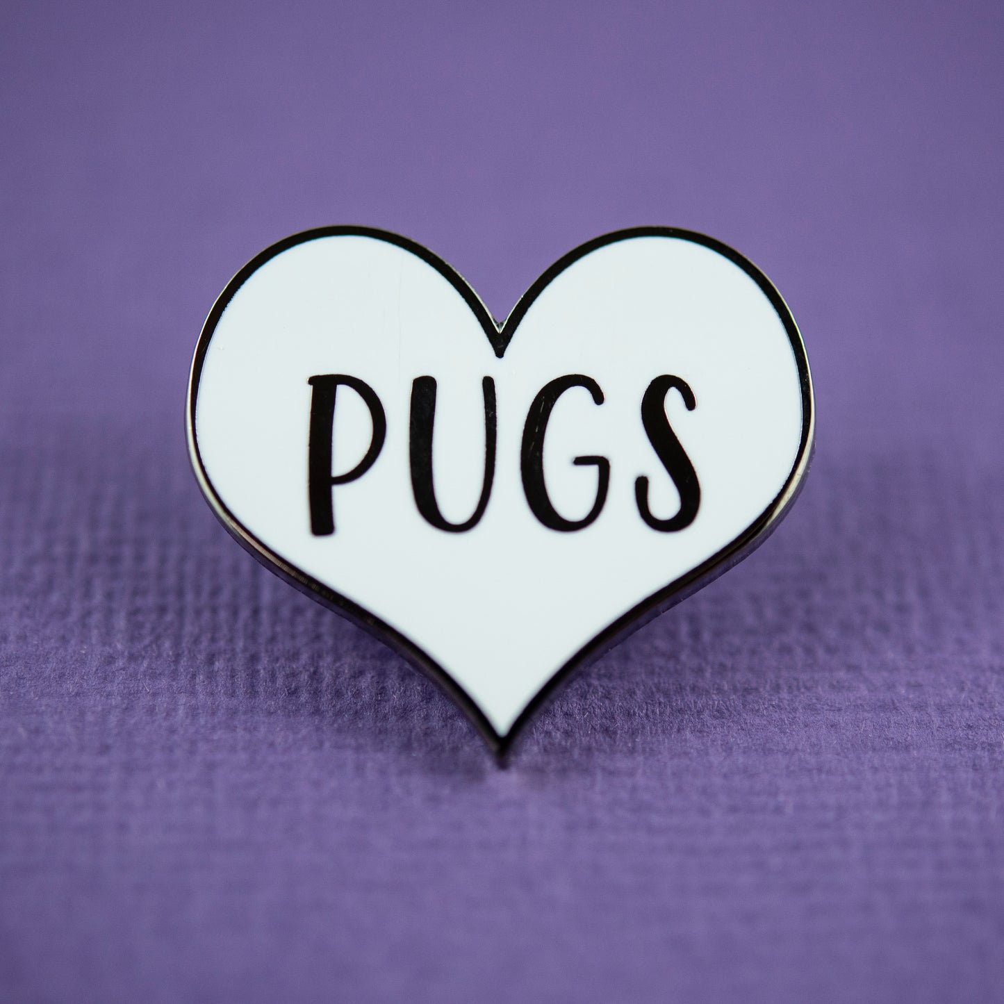 Pug Heart White Enamel Pin