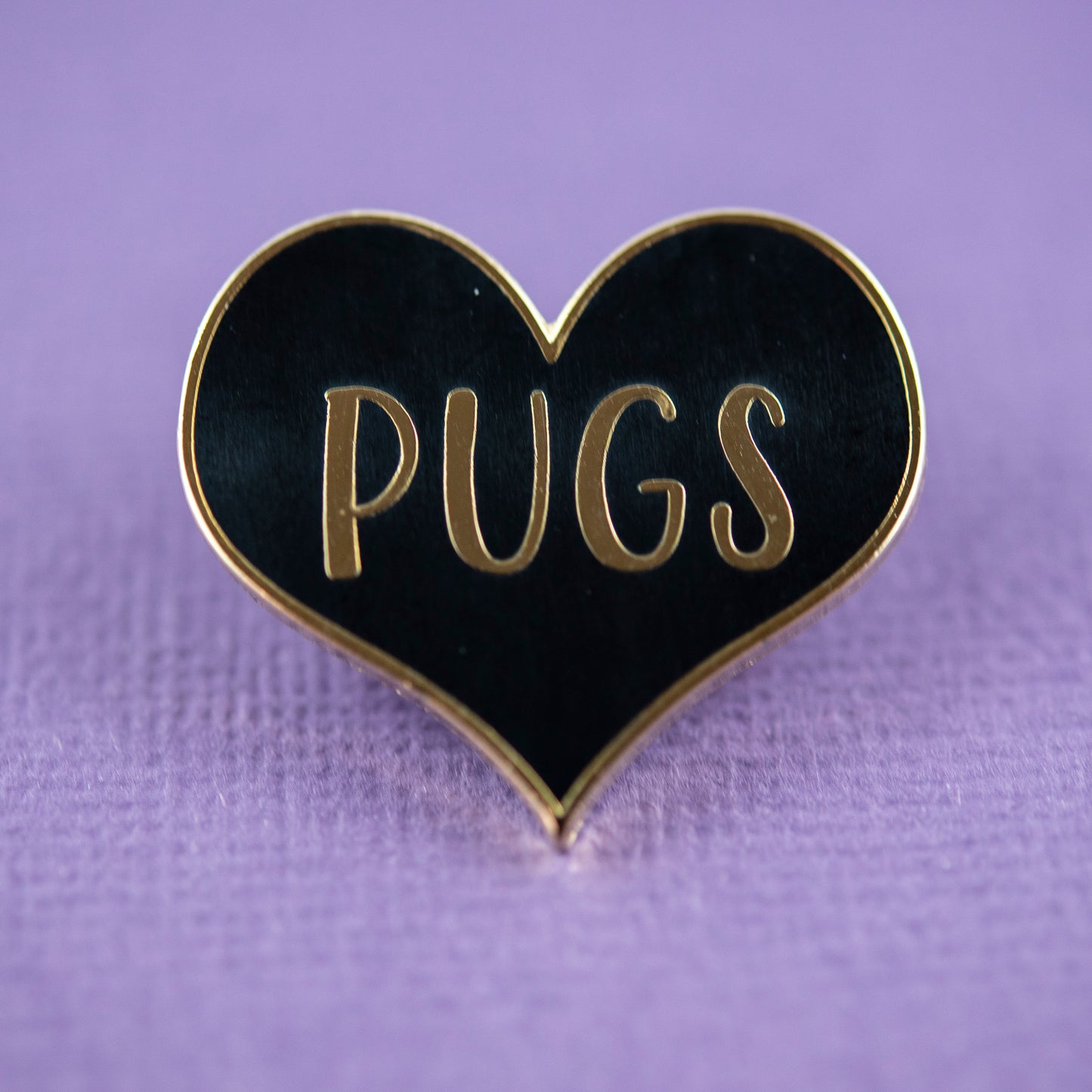 Pug Heart Black Enamel Pin