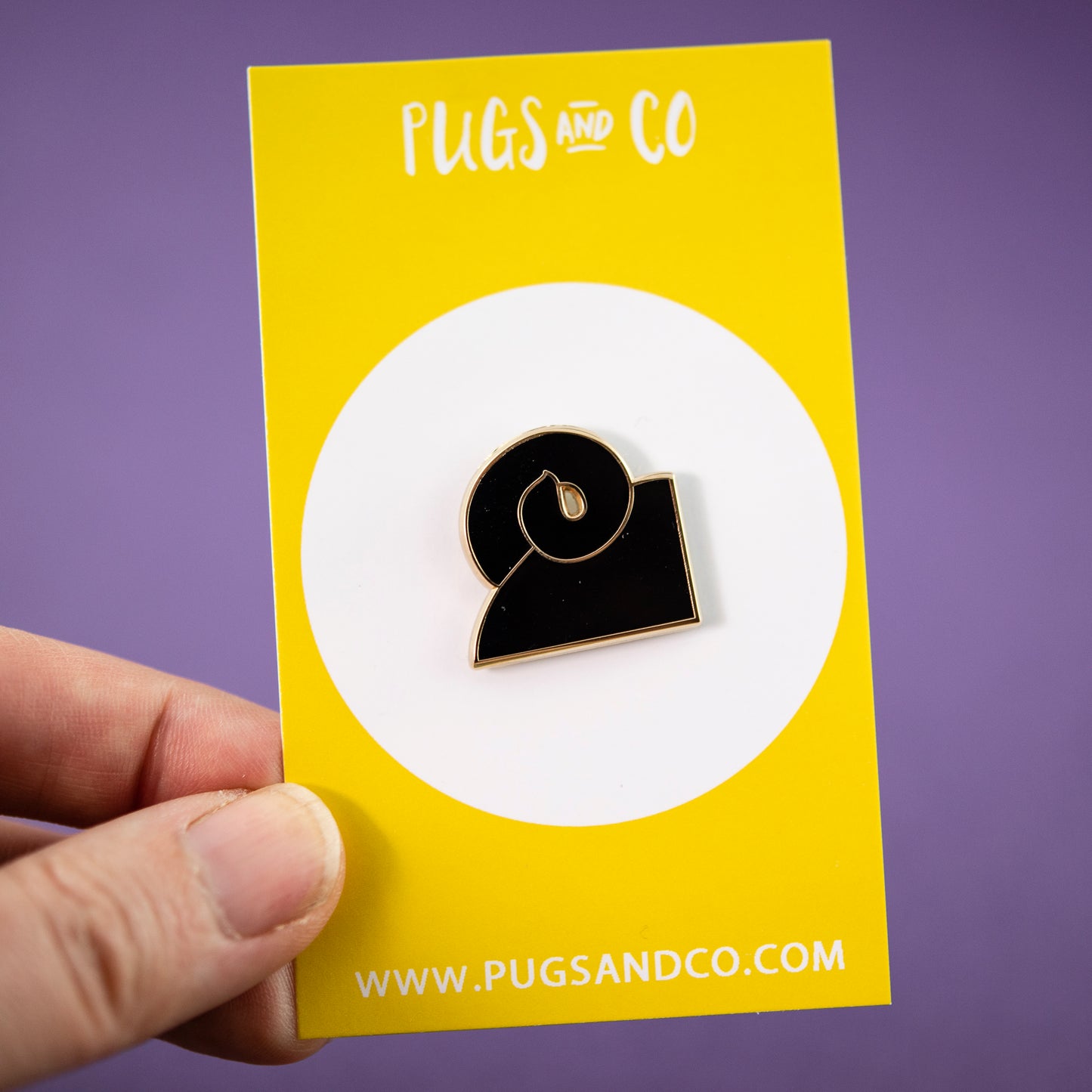 Black Pug Tail Enamel Pin