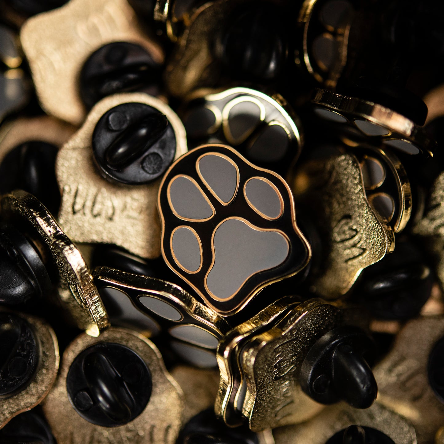 Black Pug Paw Enamel Pin