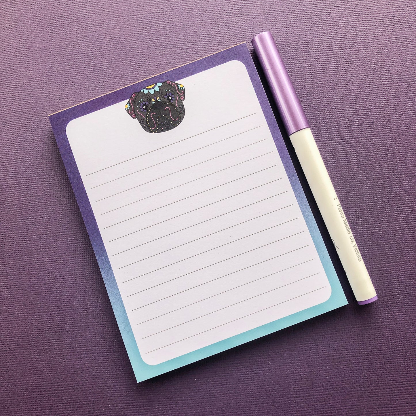 Sugar Skull Pug Notepad