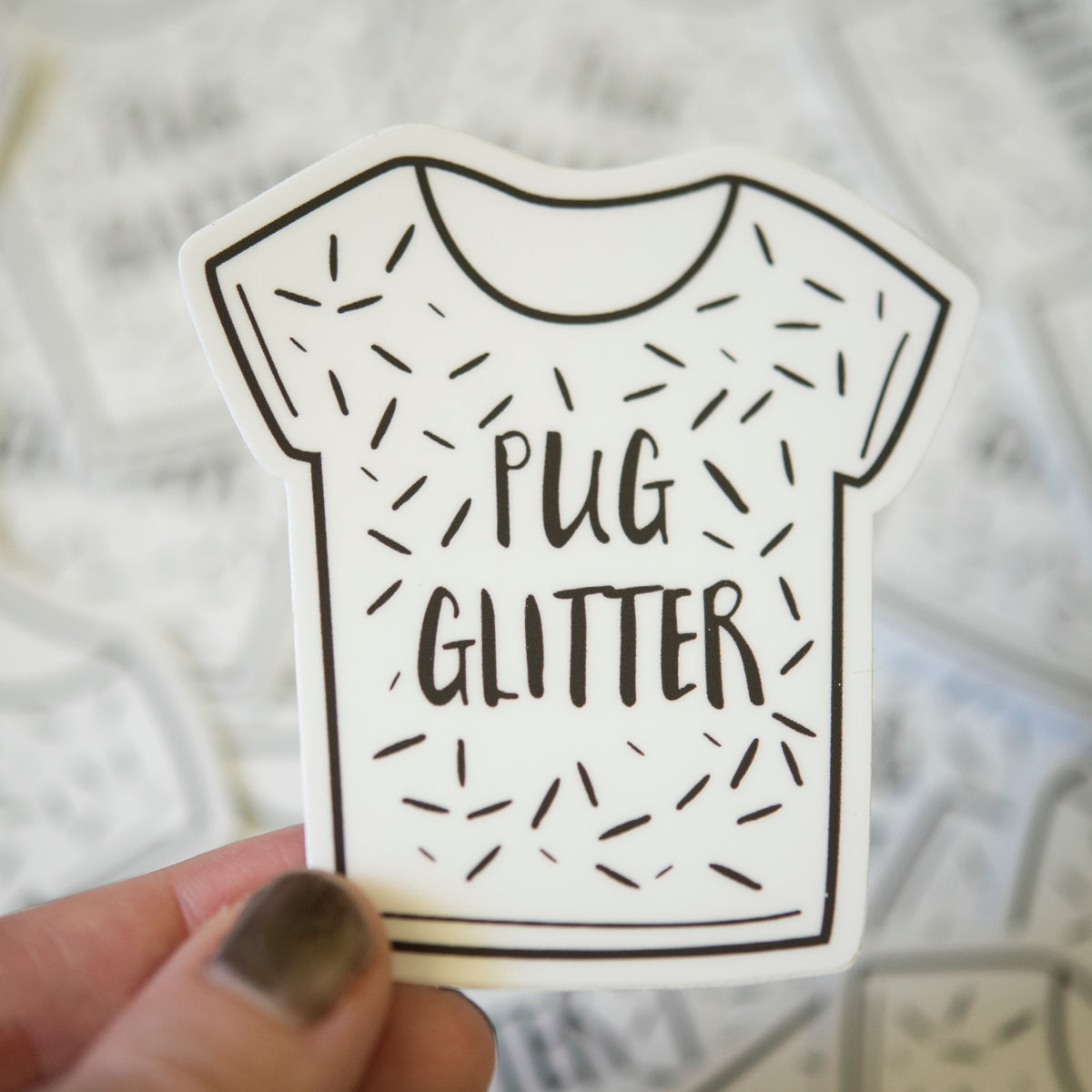 Black Pug Glitter Sticker