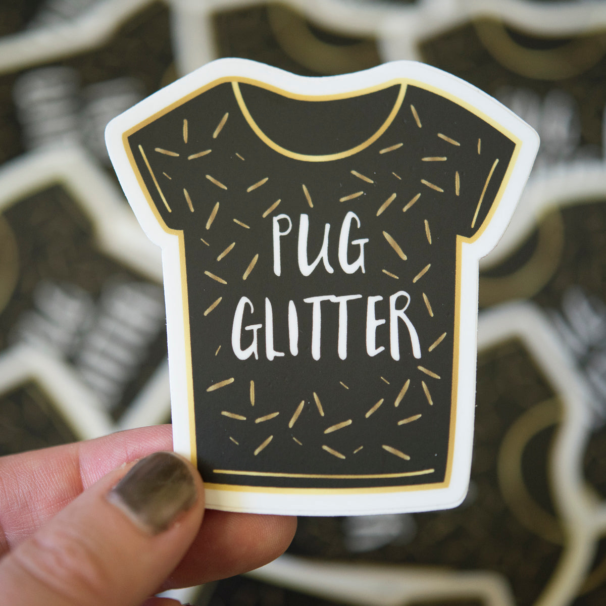 Fawn Pug Glitter 3" Sticker