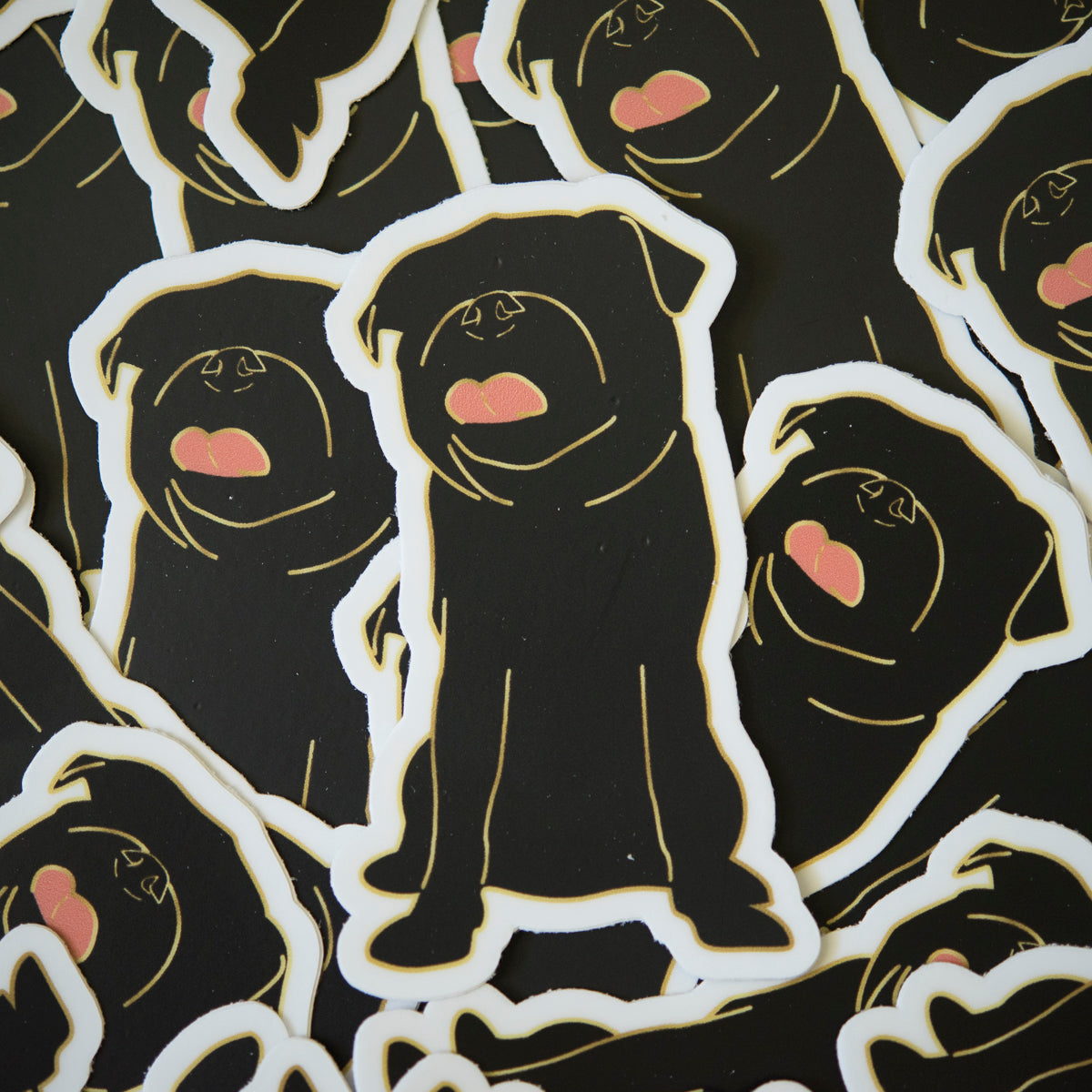 Faceless Black Pug 3" Sticker