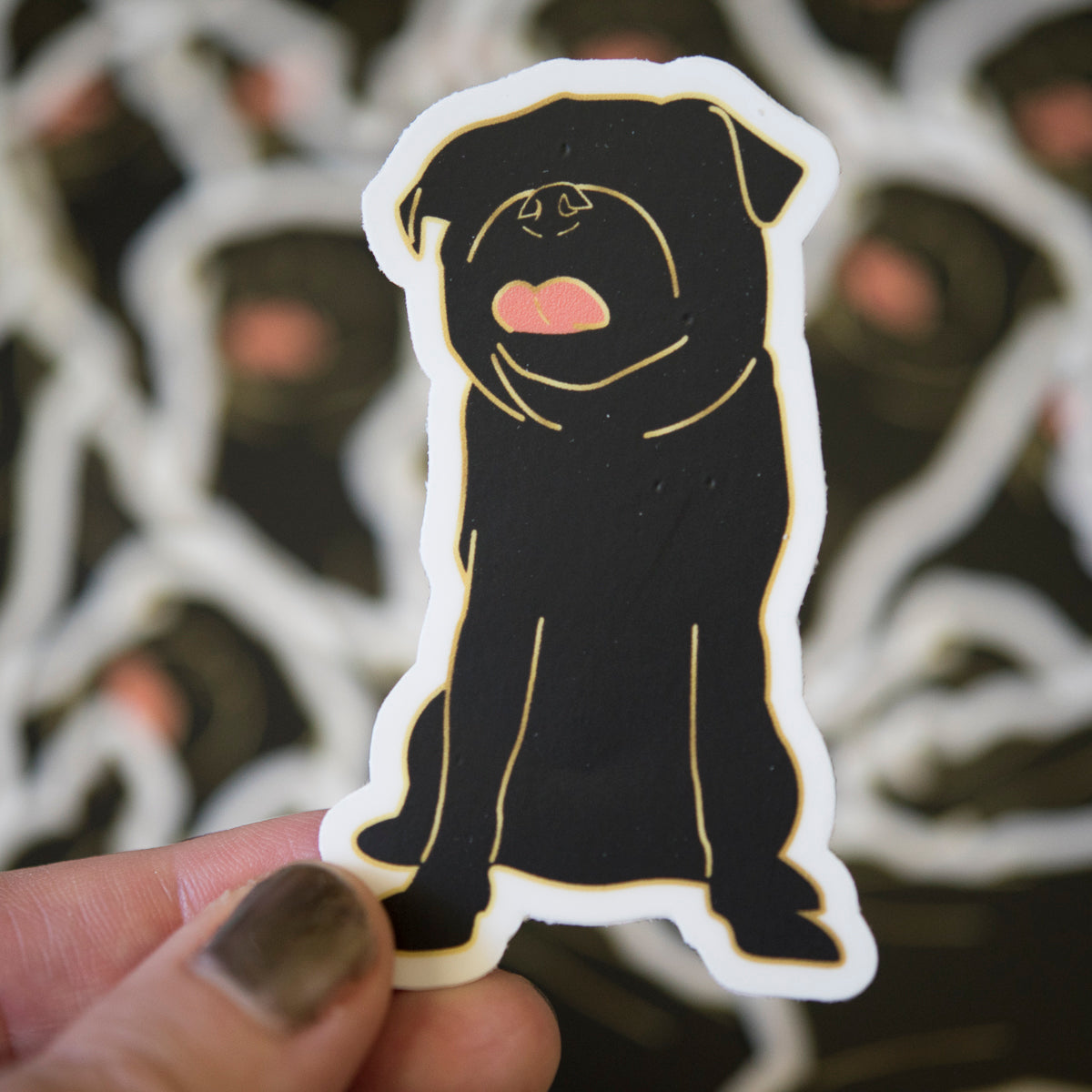 Faceless Black Pug 3" Sticker