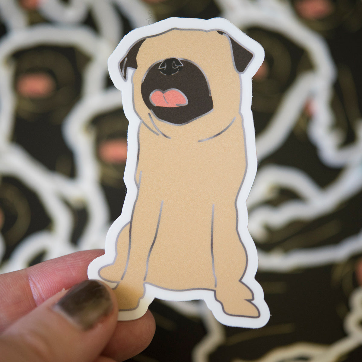 Faceless Fawn Pug Sticker