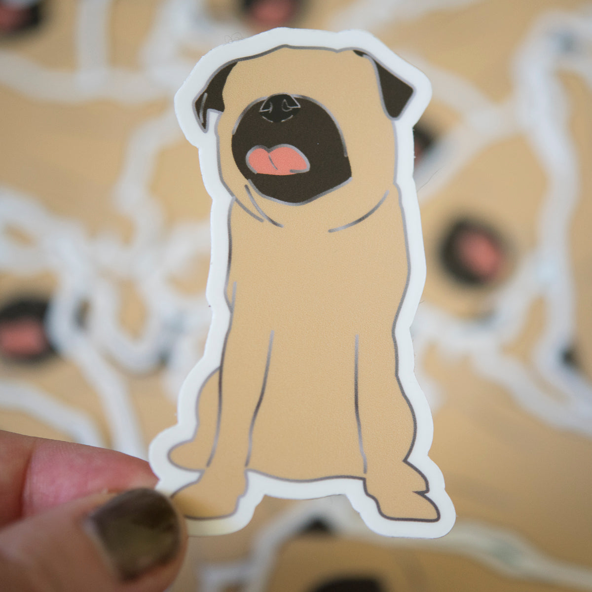 Faceless Fawn Pug Sticker