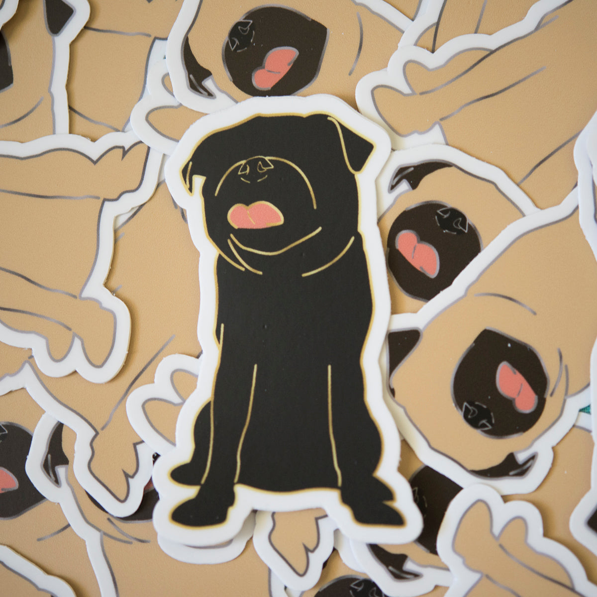 Faceless Black Pug 3" Sticker