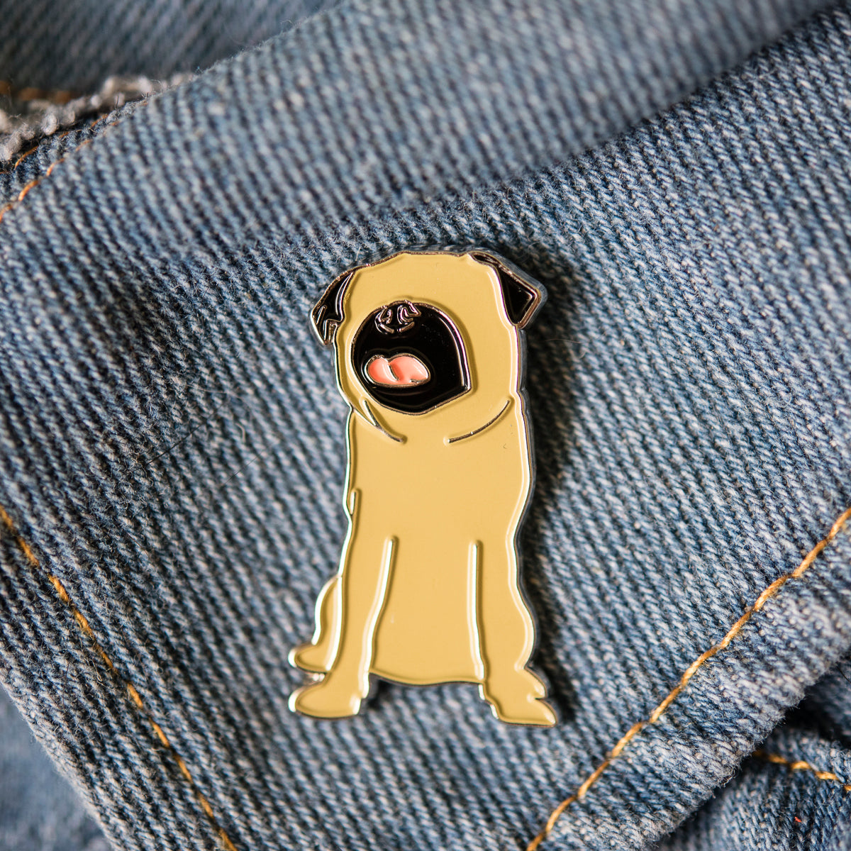 Faceless Fawn Pug Enamel Pin