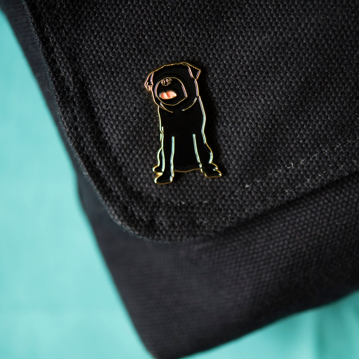 Faceless Black Pug Enamel Pin