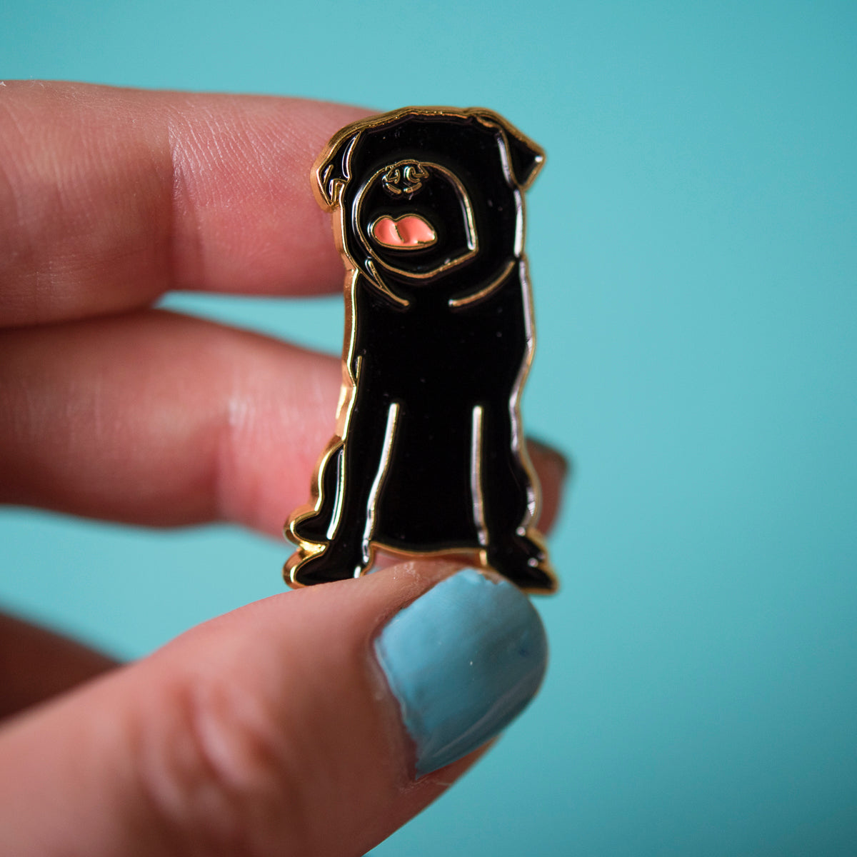 Faceless Black Pug Enamel Pin