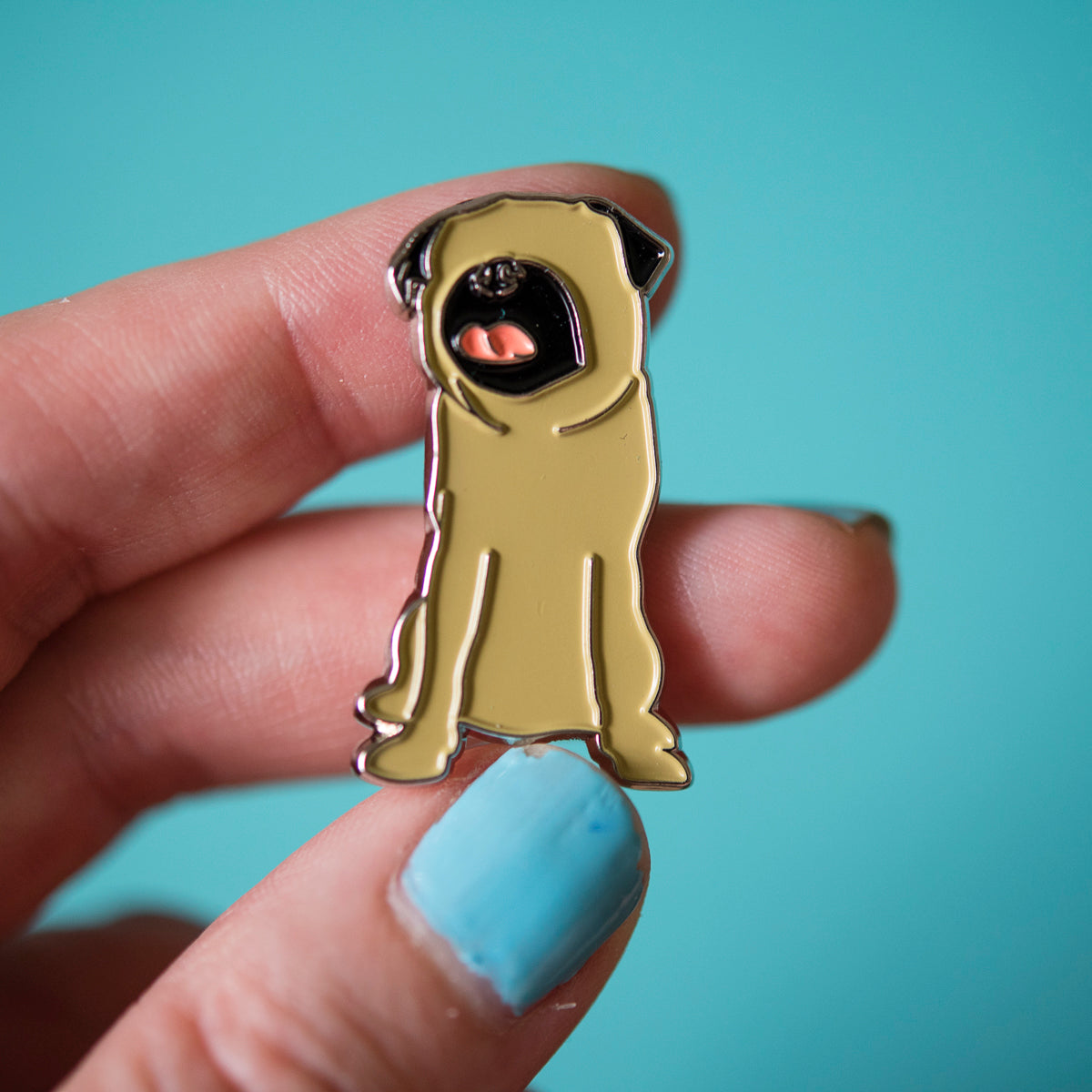 Faceless Fawn Pug Enamel Pin