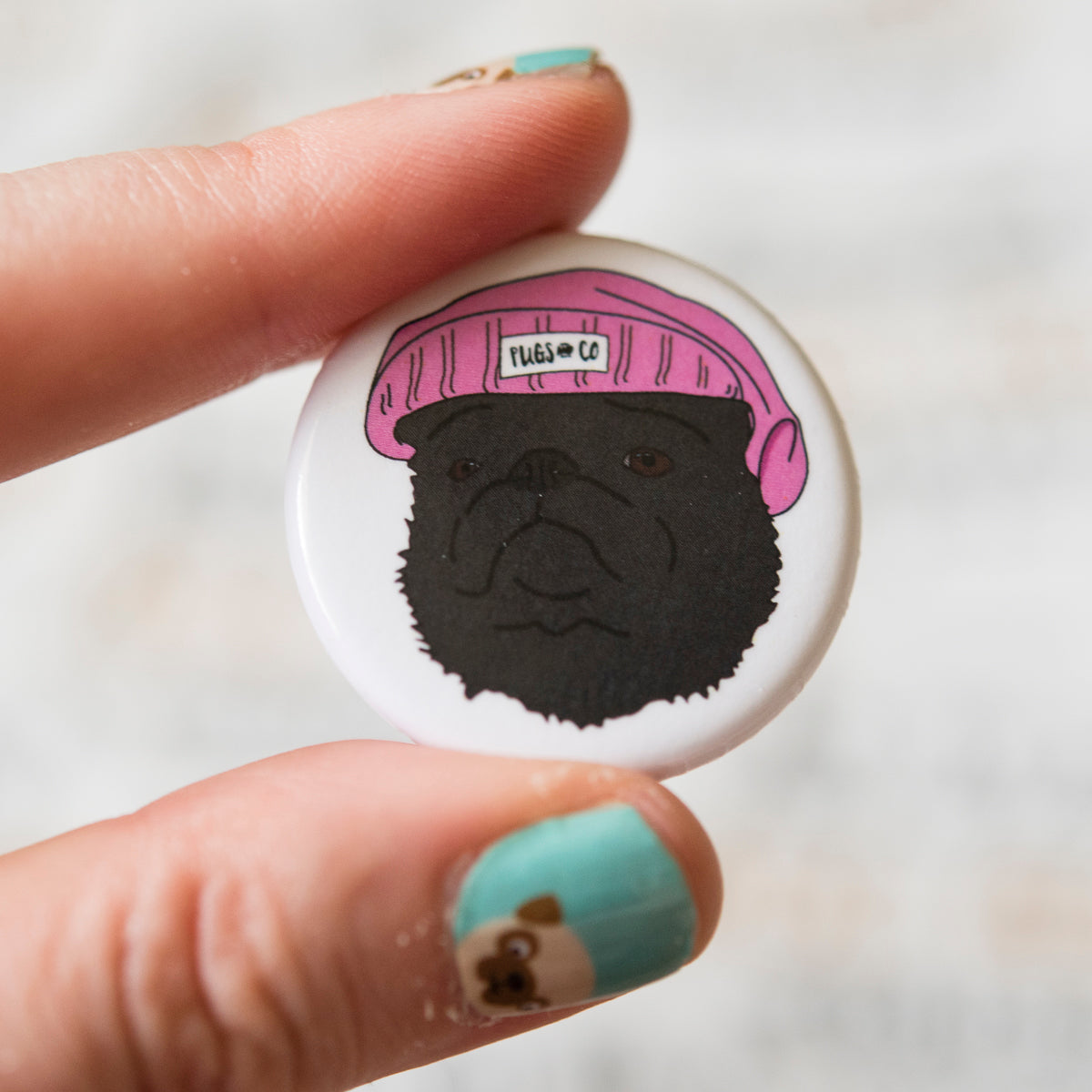 Black Thug Pug Badge