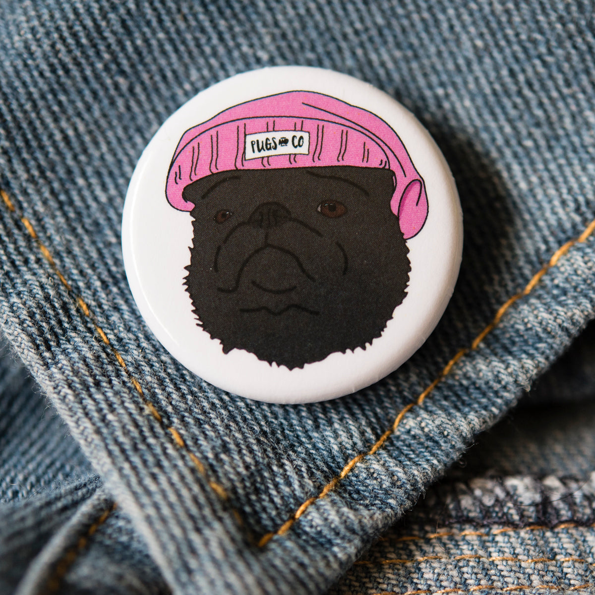 Black Thug Pug Badge