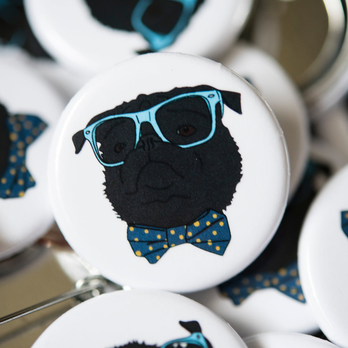 Dapper Black Pug Badge