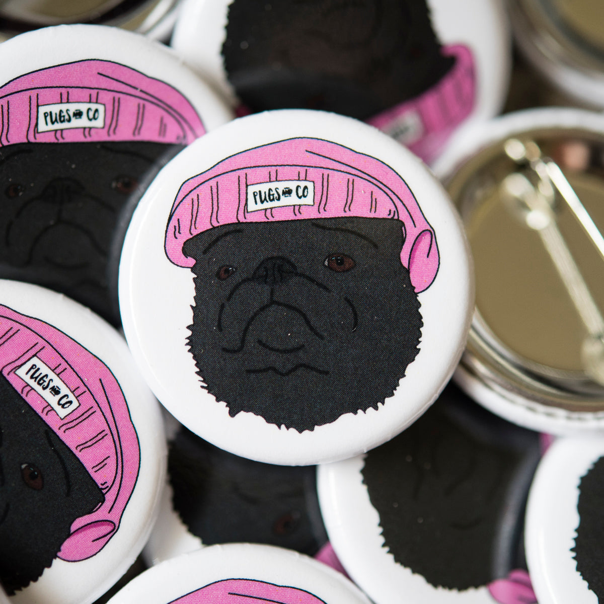 Black Thug Pug Badge