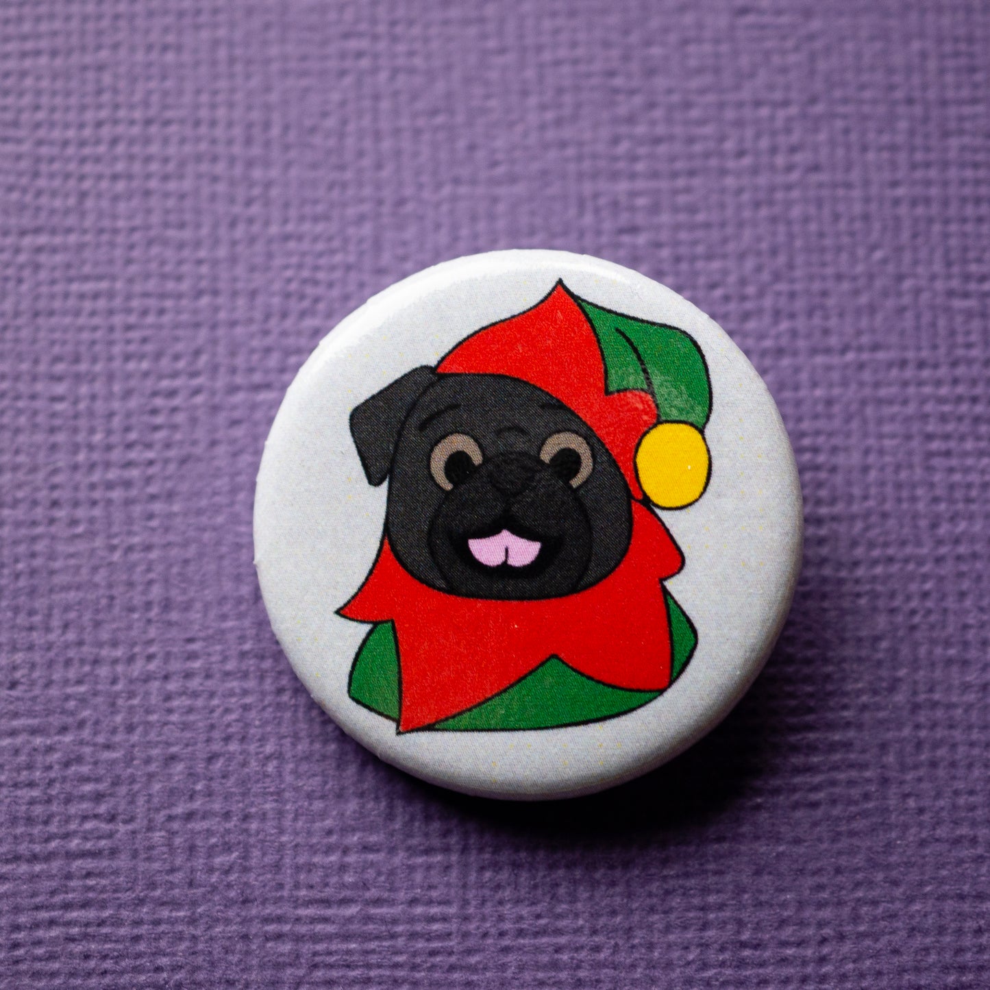 Black Elf Pug Badge