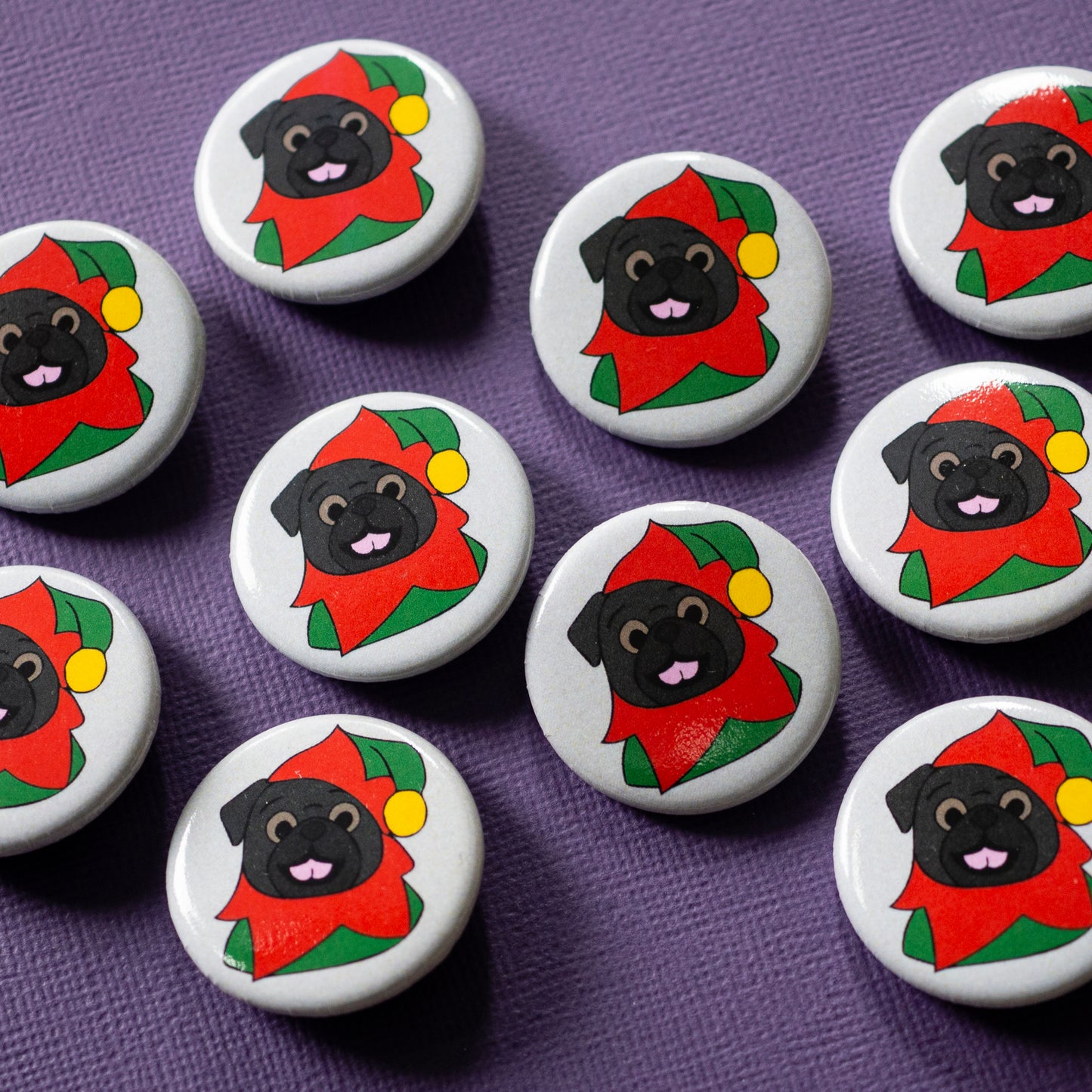 Black Elf Pug Badge