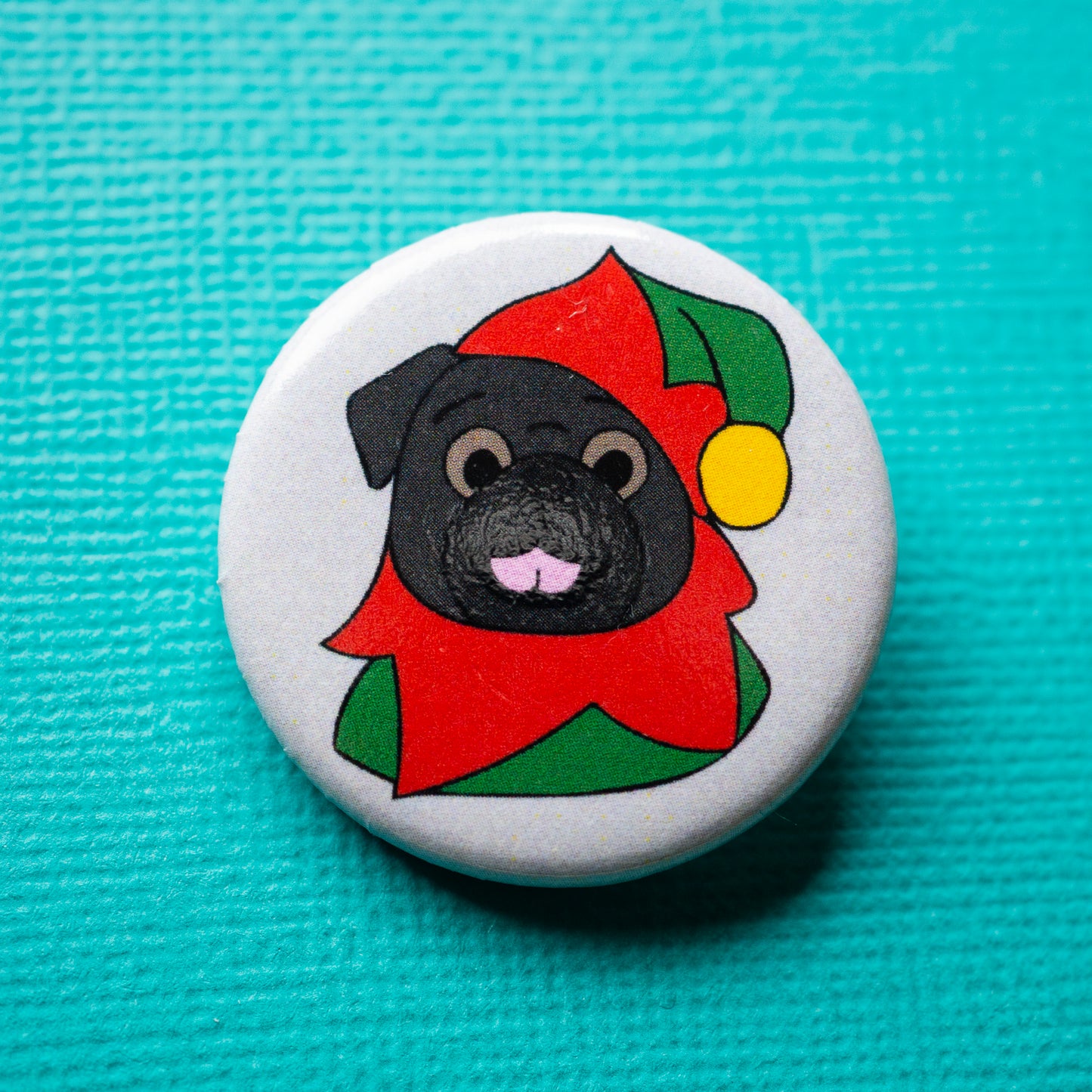 Black Elf Pug Badge