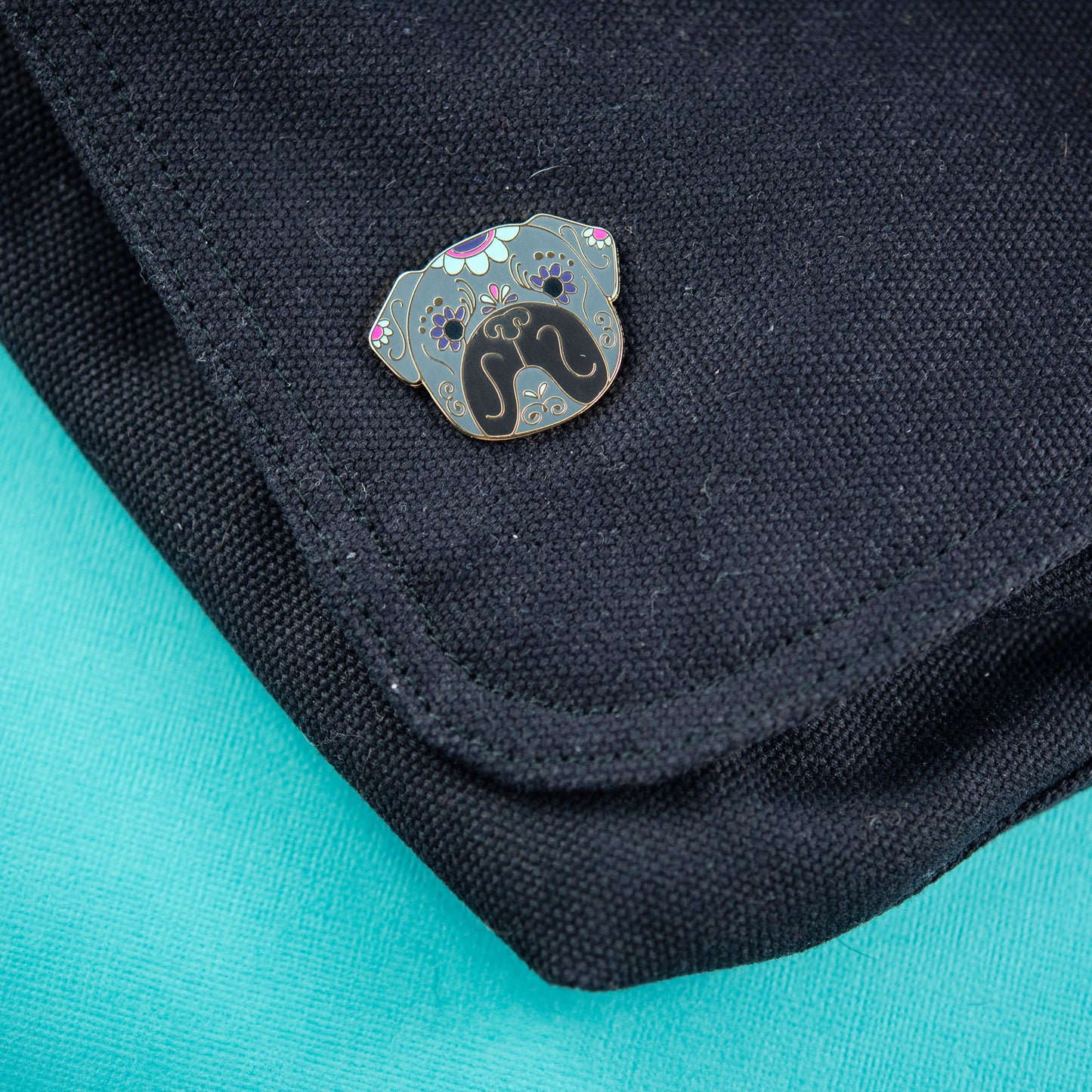 Sugar Skull Pug Enamel Pin