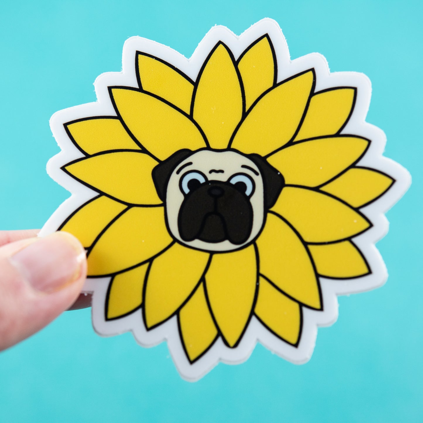 Sunflower Pug 3" Sticker
