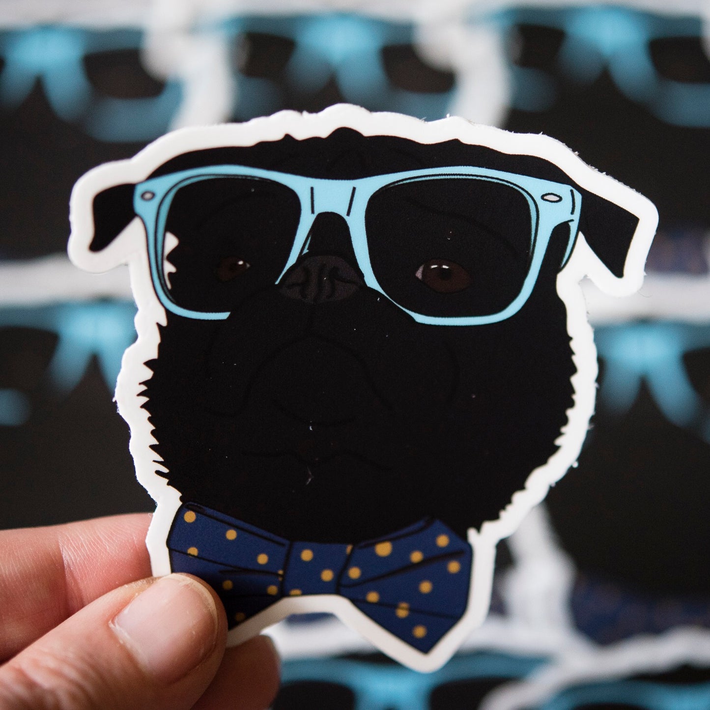 Dapper Black Pug 3" Sticker
