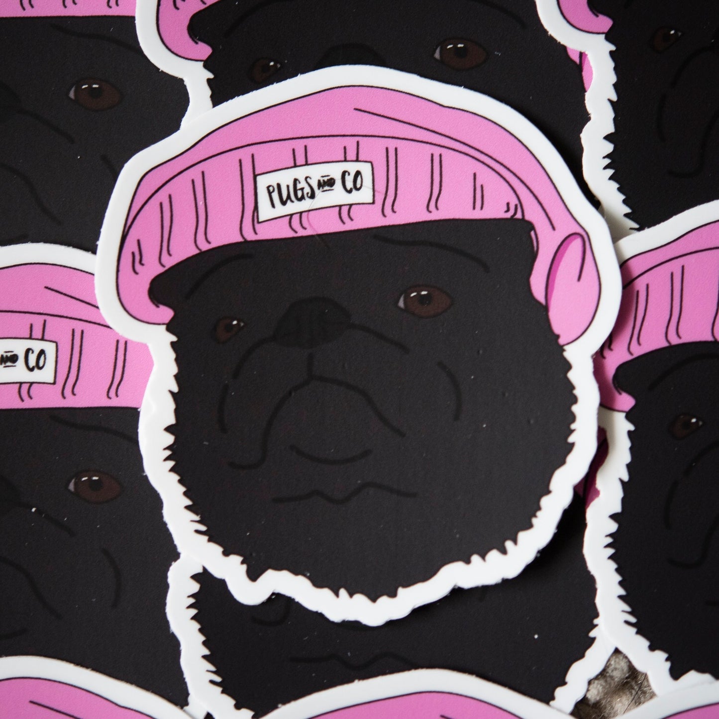 Black Thug Pug 3" Sticker