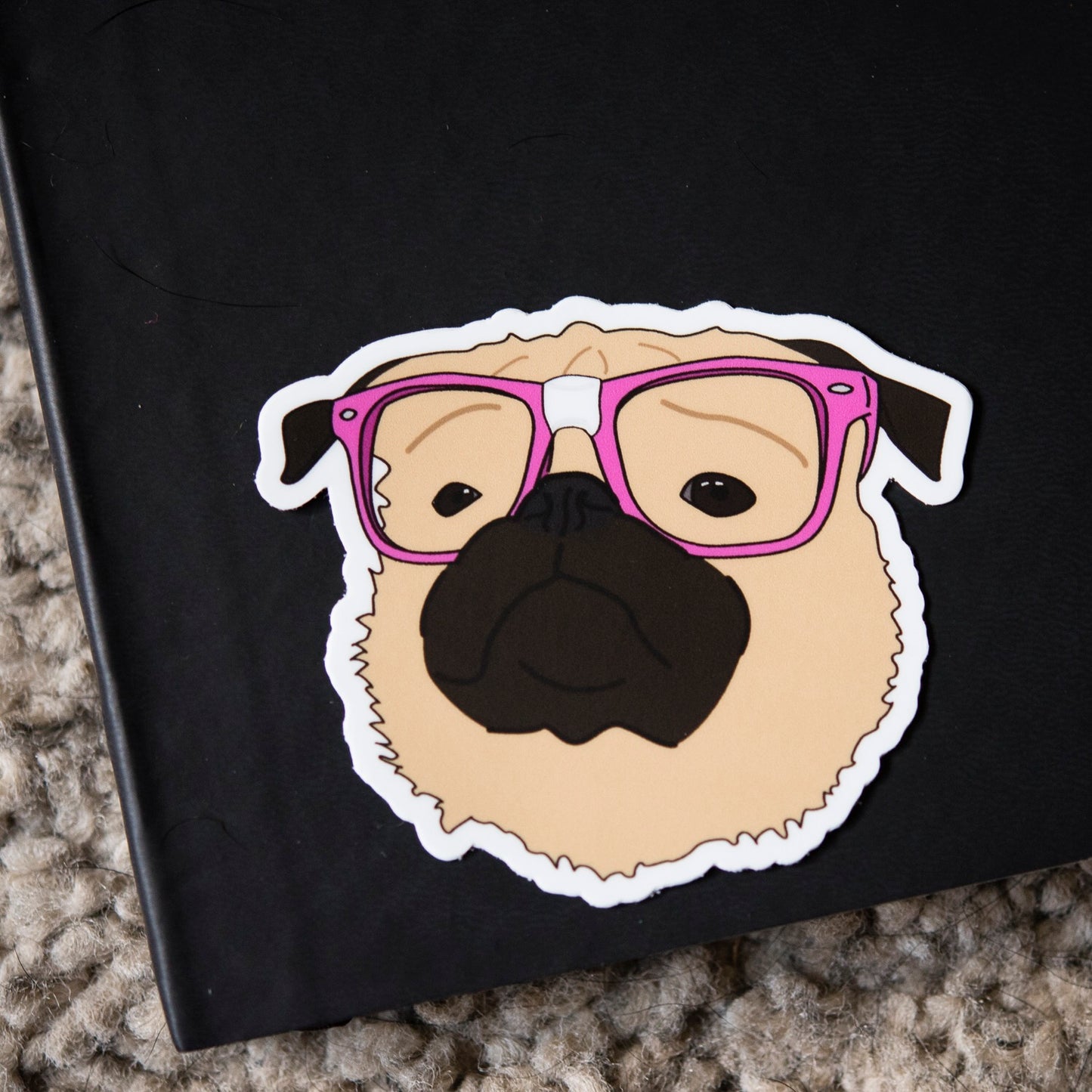 Nerdy Fawn Pug 3" Sticker