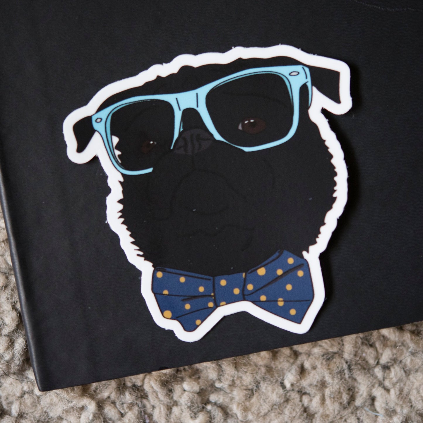 Dapper Black Pug 3" Sticker