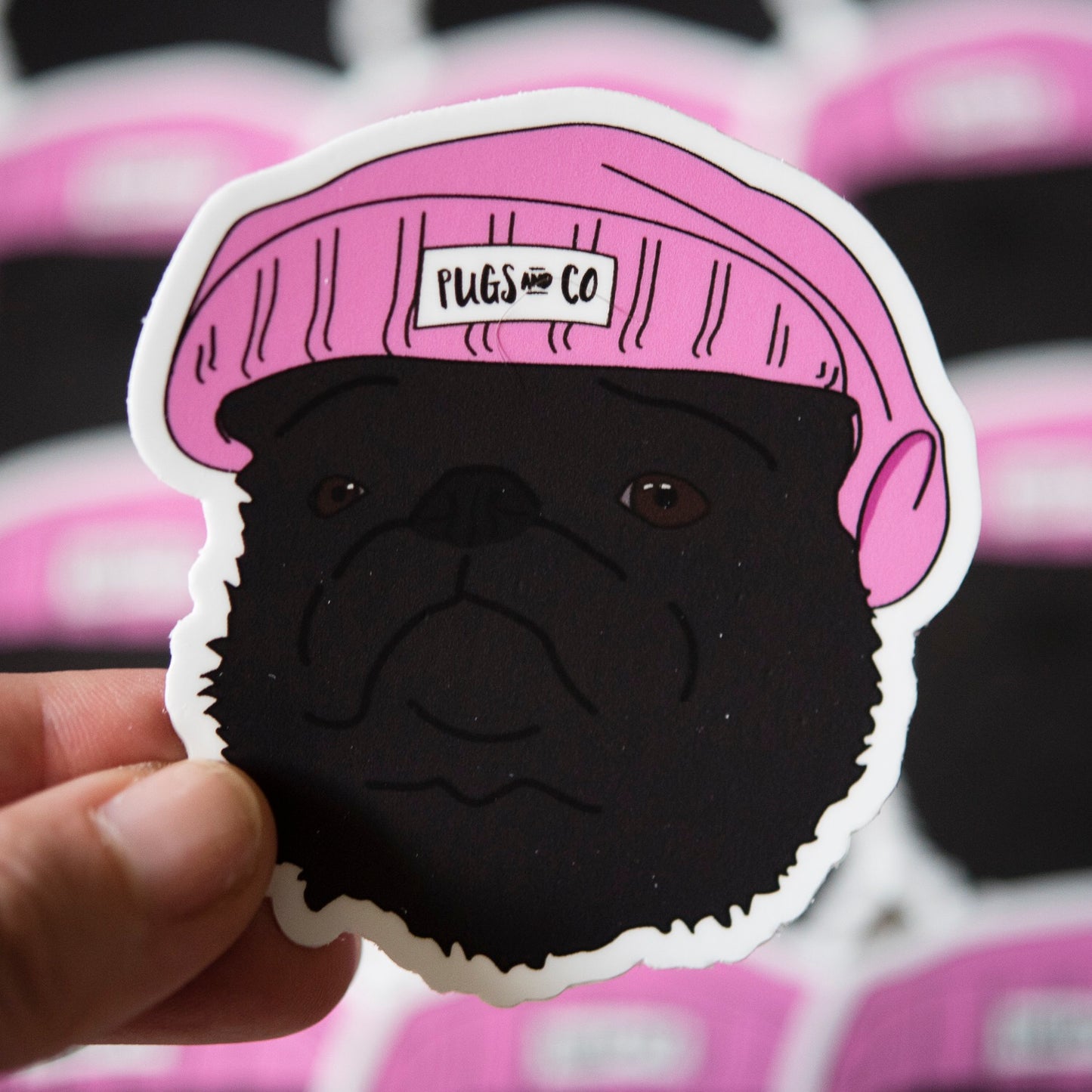 Black Thug Pug 3" Sticker