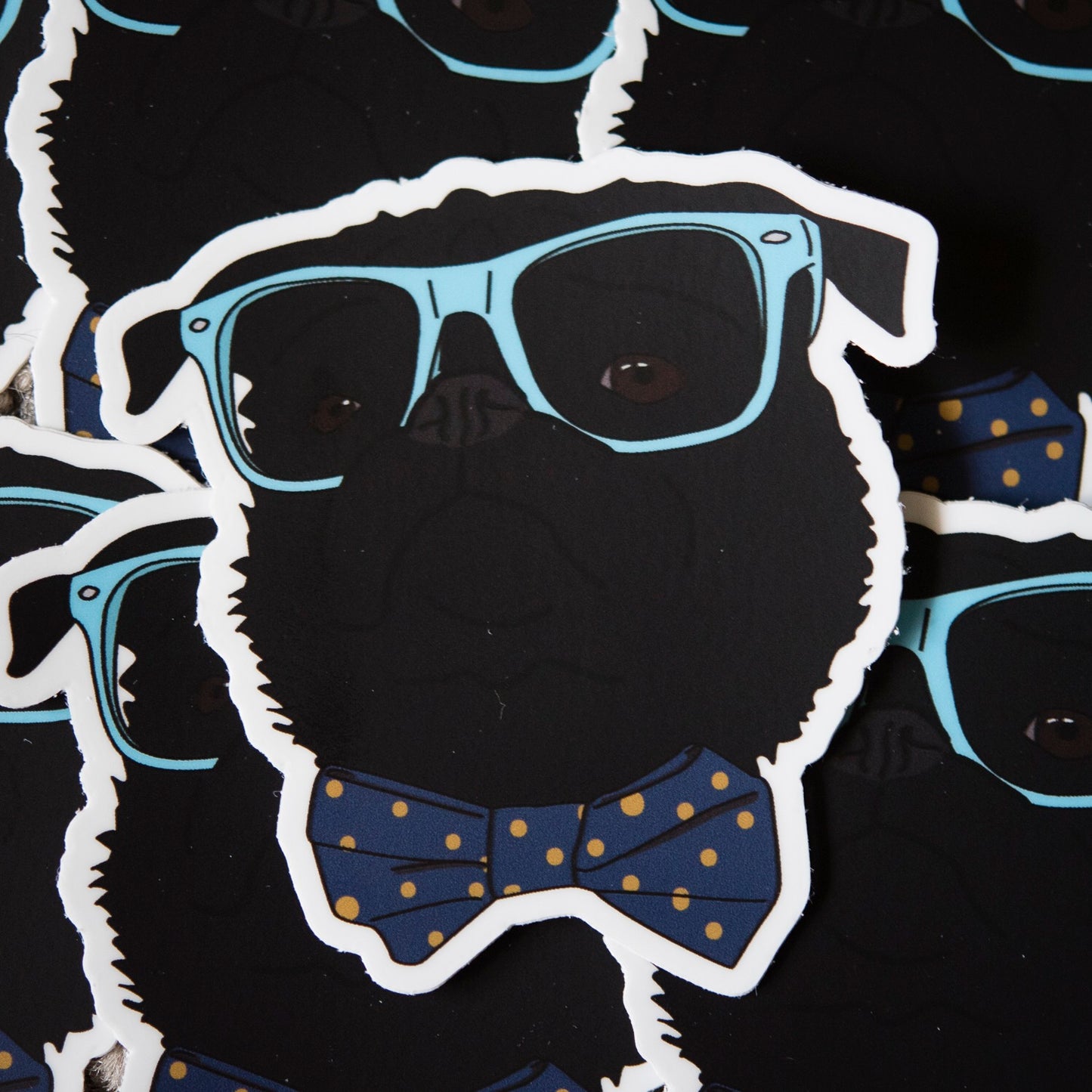 Dapper Black Pug 3" Sticker