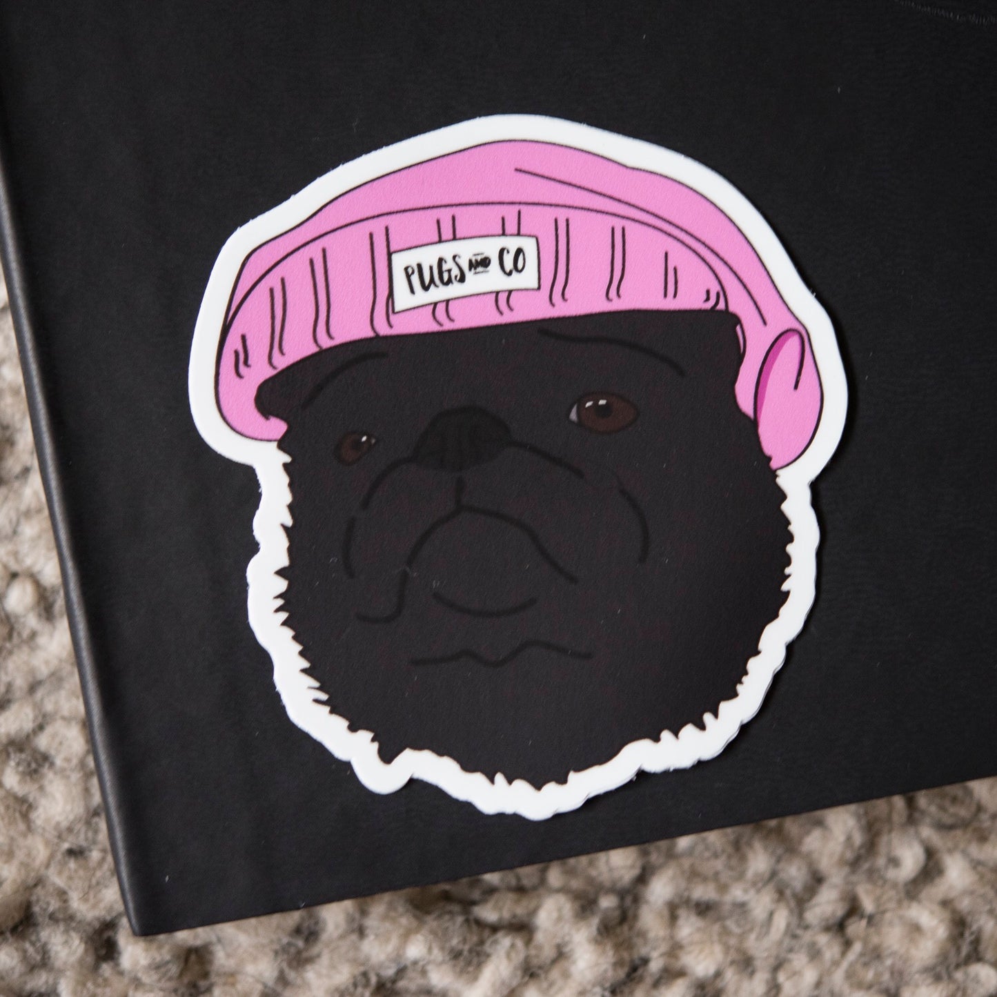 Black Thug Pug 3" Sticker