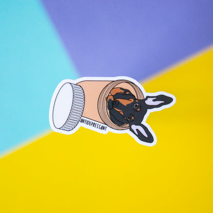 Antidepressant Dog 3" Sticker - Black & Tan Dachshund