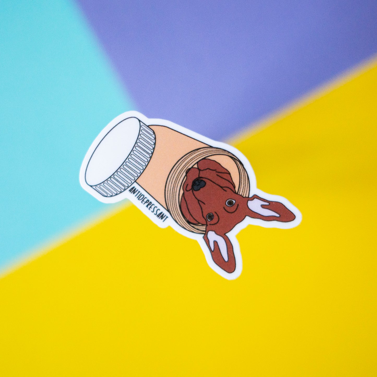 Antidepressant Dog 3" Sticker - Red Dachshund