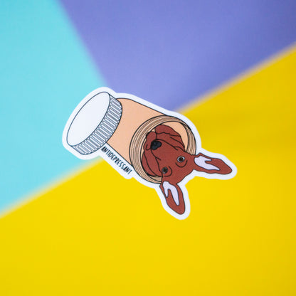 Antidepressant Dog 3" Sticker - Red Dachshund