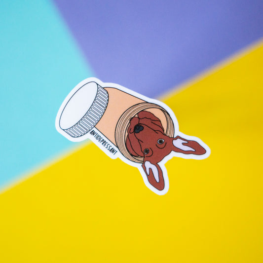 Antidepressant Dog 3" Sticker - Red Dachshund