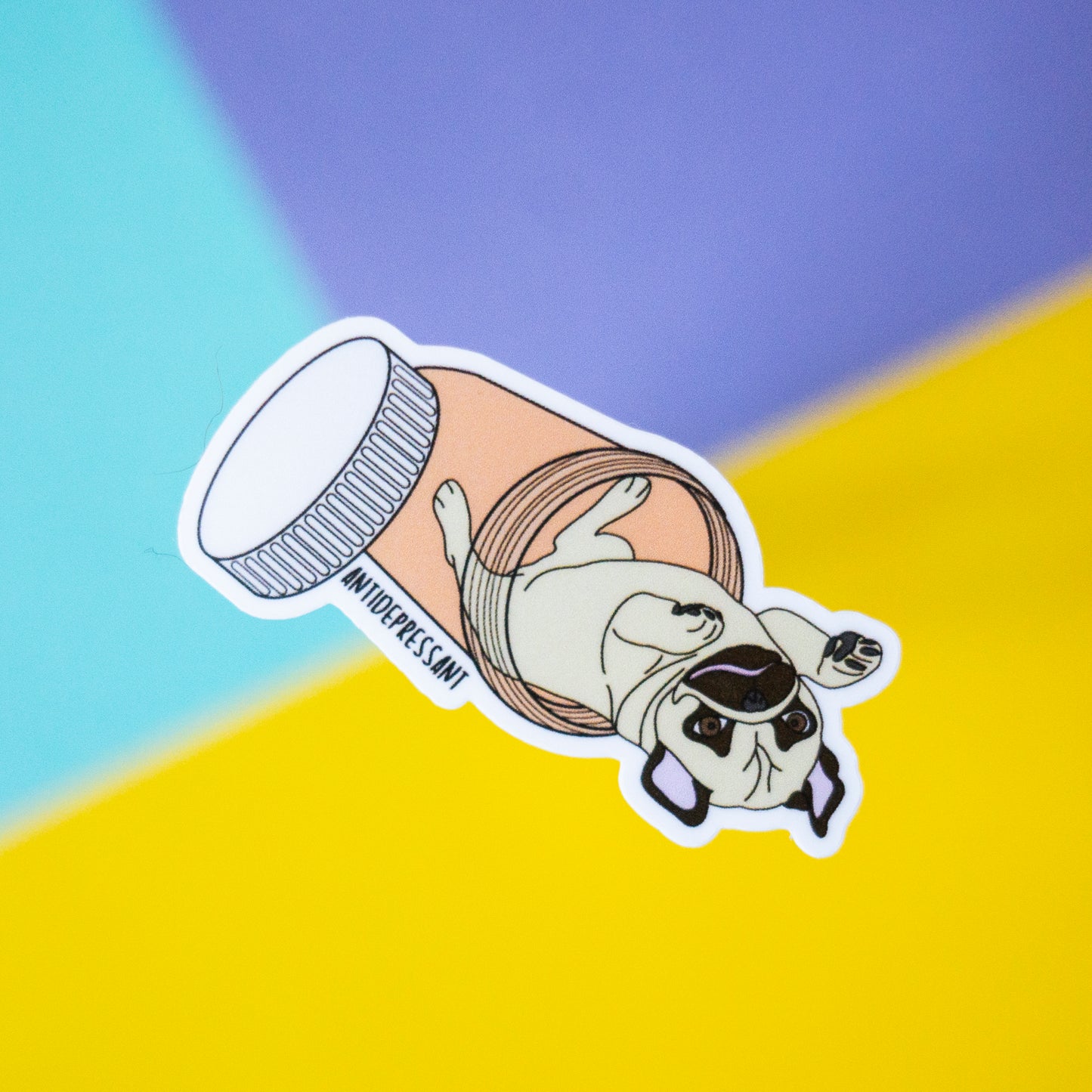 Antidepressant Dog 3" Sticker - Fawn Pug