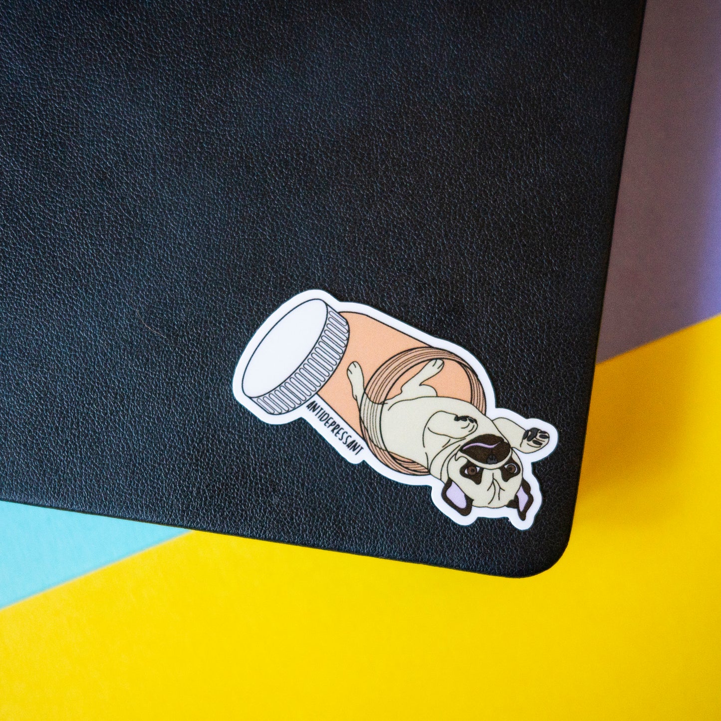 Antidepressant Dog 3" Sticker - Fawn Pug