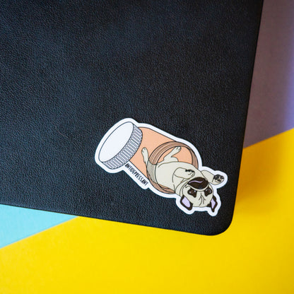 Antidepressant Dog 3" Sticker - Fawn Pug